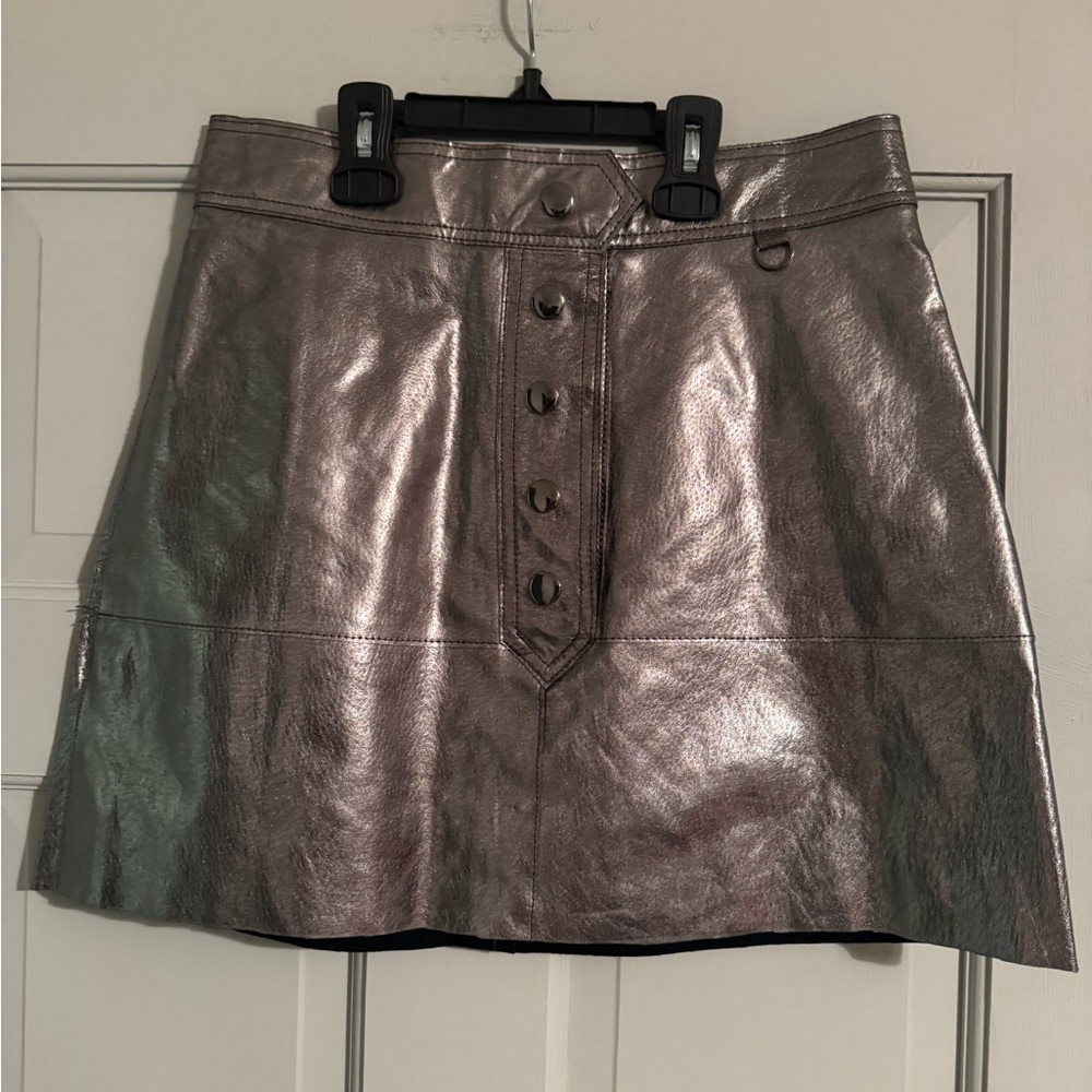 Zara Shimmering Silver metallic Mini Skirt
